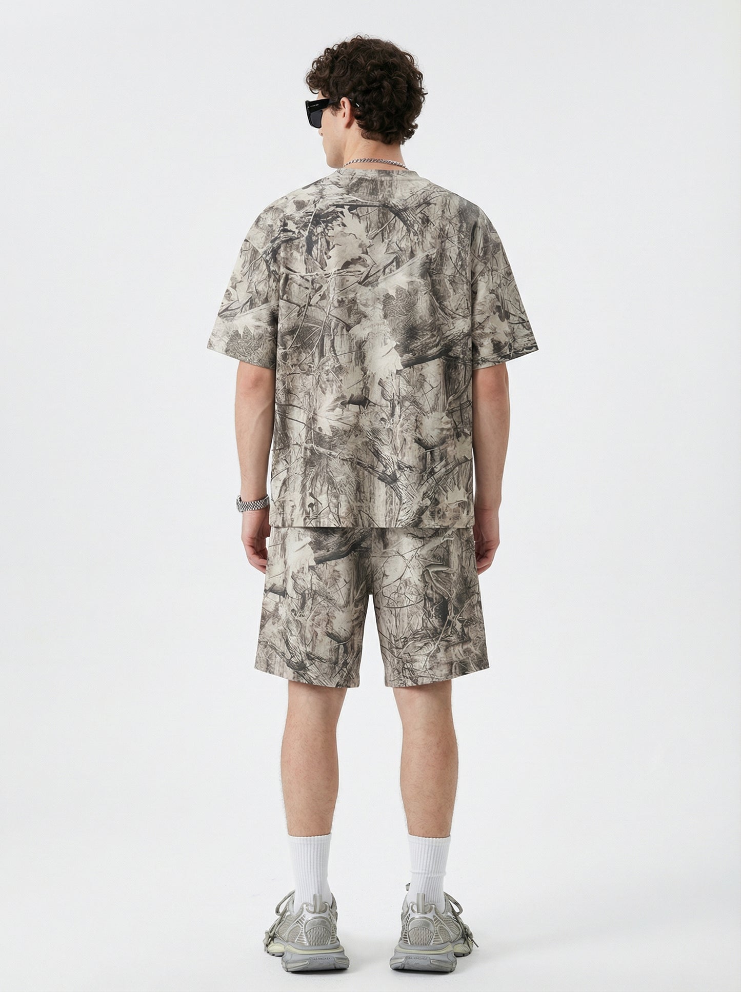 240GSM Men’s Loose-Fit Camouflage Short T-shirt Branch Camouflage