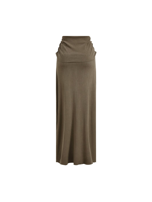 Dyed Washed Straight Hip-Hugging Slim Maxi Skirt