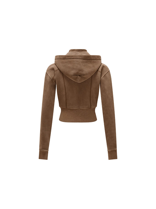 Vintage Washed Cropped Fleece Hoodie