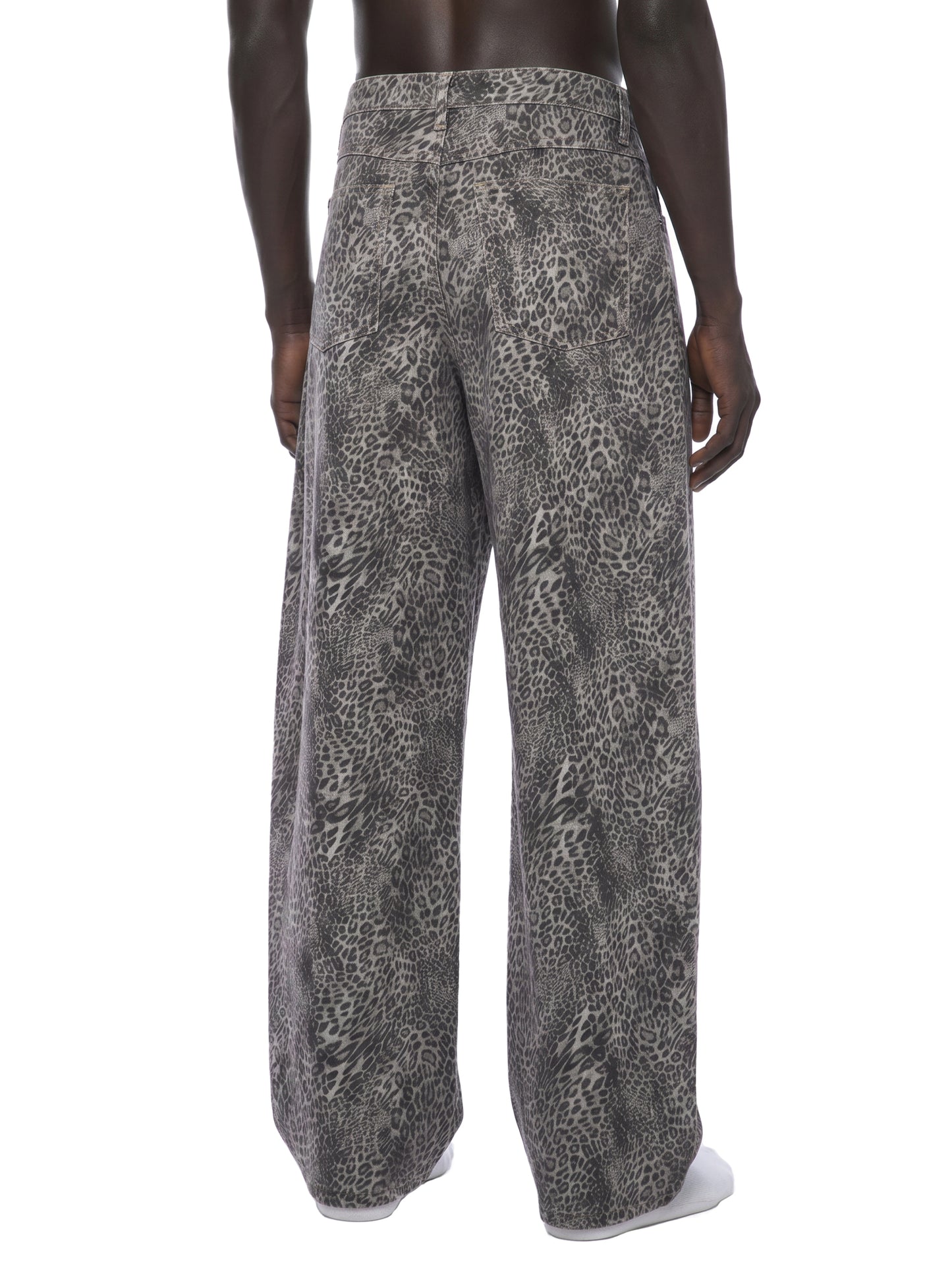 Vintage Wash Leopard Wide Leg Jeans