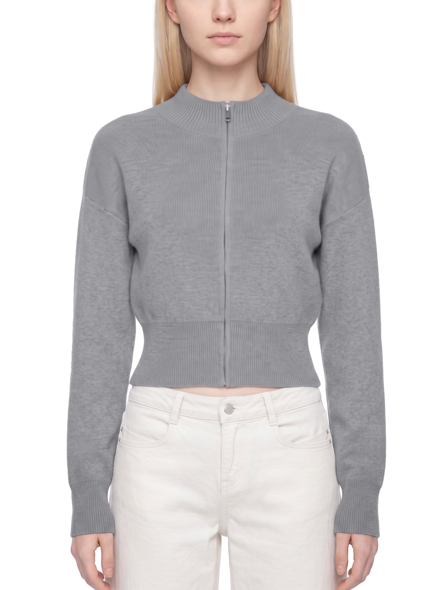 Mock Neck Zip Up Cardigan
