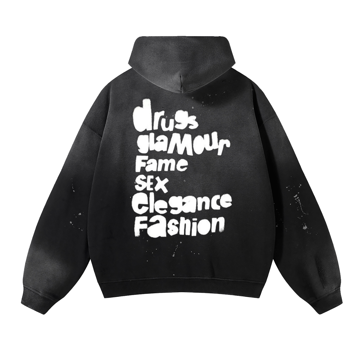 Distressed Oversized Black Graffiti Hoodie