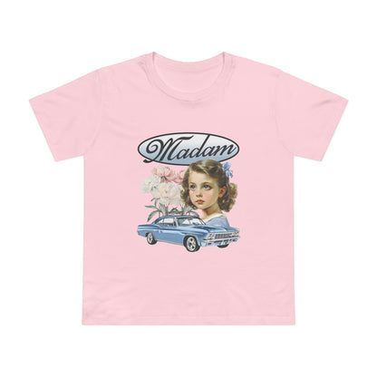 Madam Vintage Tee — Retro Car & Floral T-Shirt