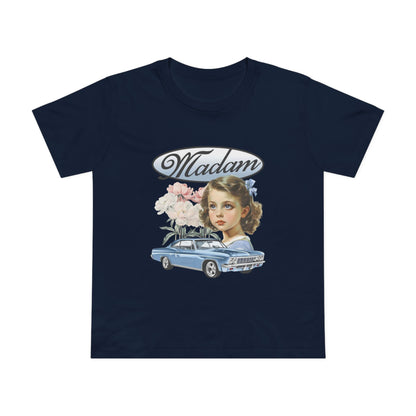 Madam Vintage Tee — Retro Car & Floral T-Shirt