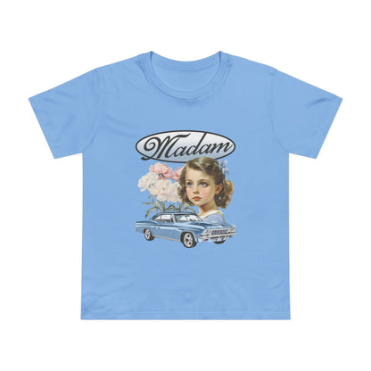 Madam Vintage Tee — Retro Car & Floral T-Shirt