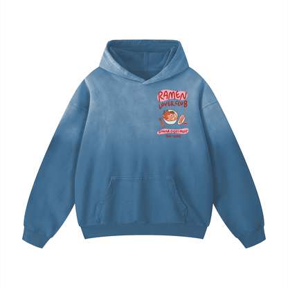"Ramen lover club"Heavyweight Sunfade Oversized Hoodie