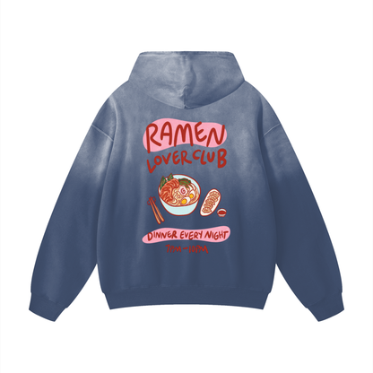 "Ramen lover club"Heavyweight Sunfade Oversized Hoodie