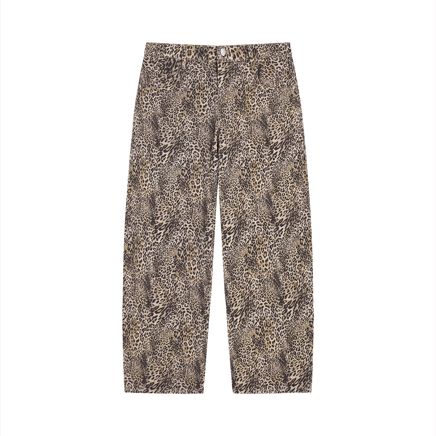 Vintage Wash Leopard Wide Leg Jeans