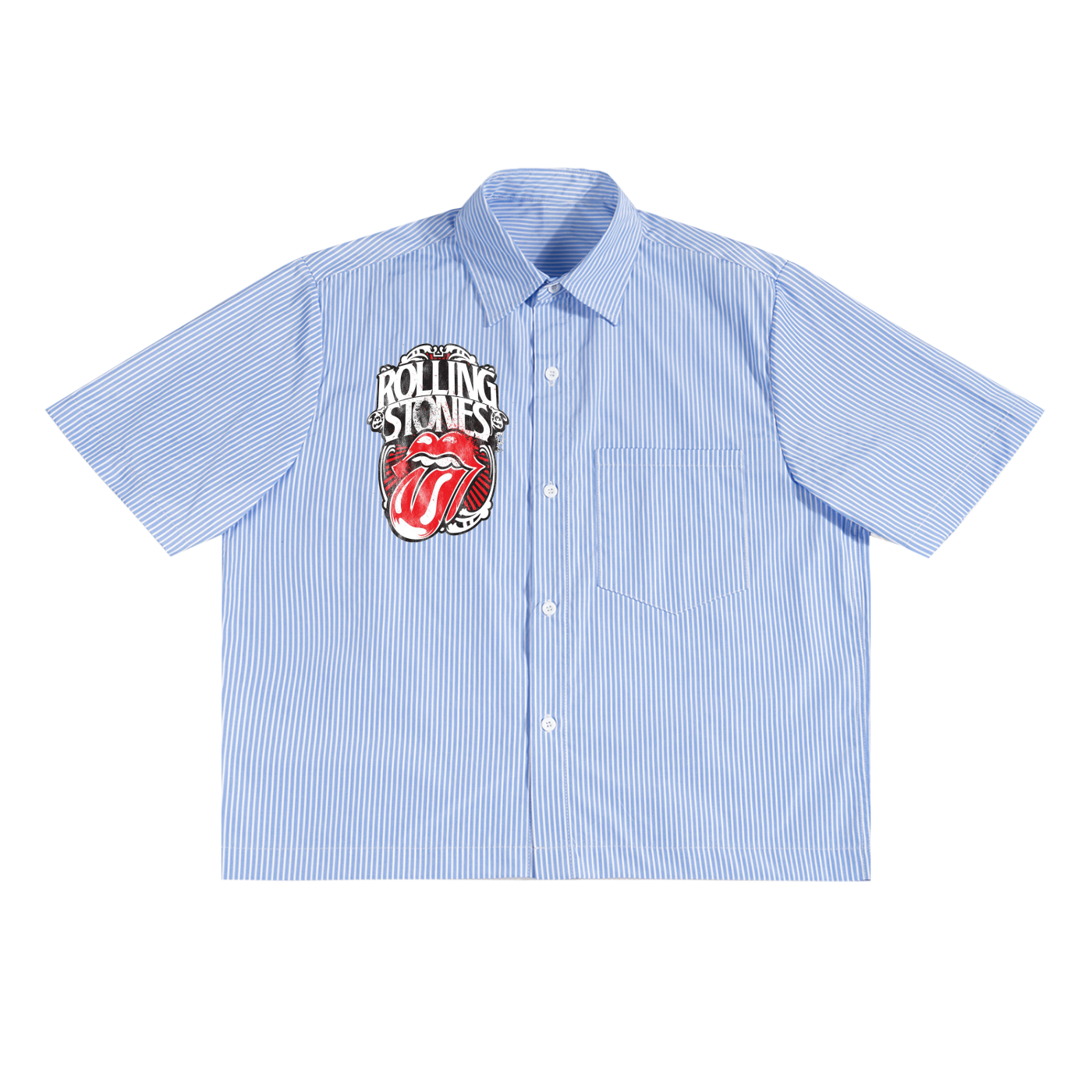 Rolling Stones Oversized Vertical Stripe Boxy Shirt