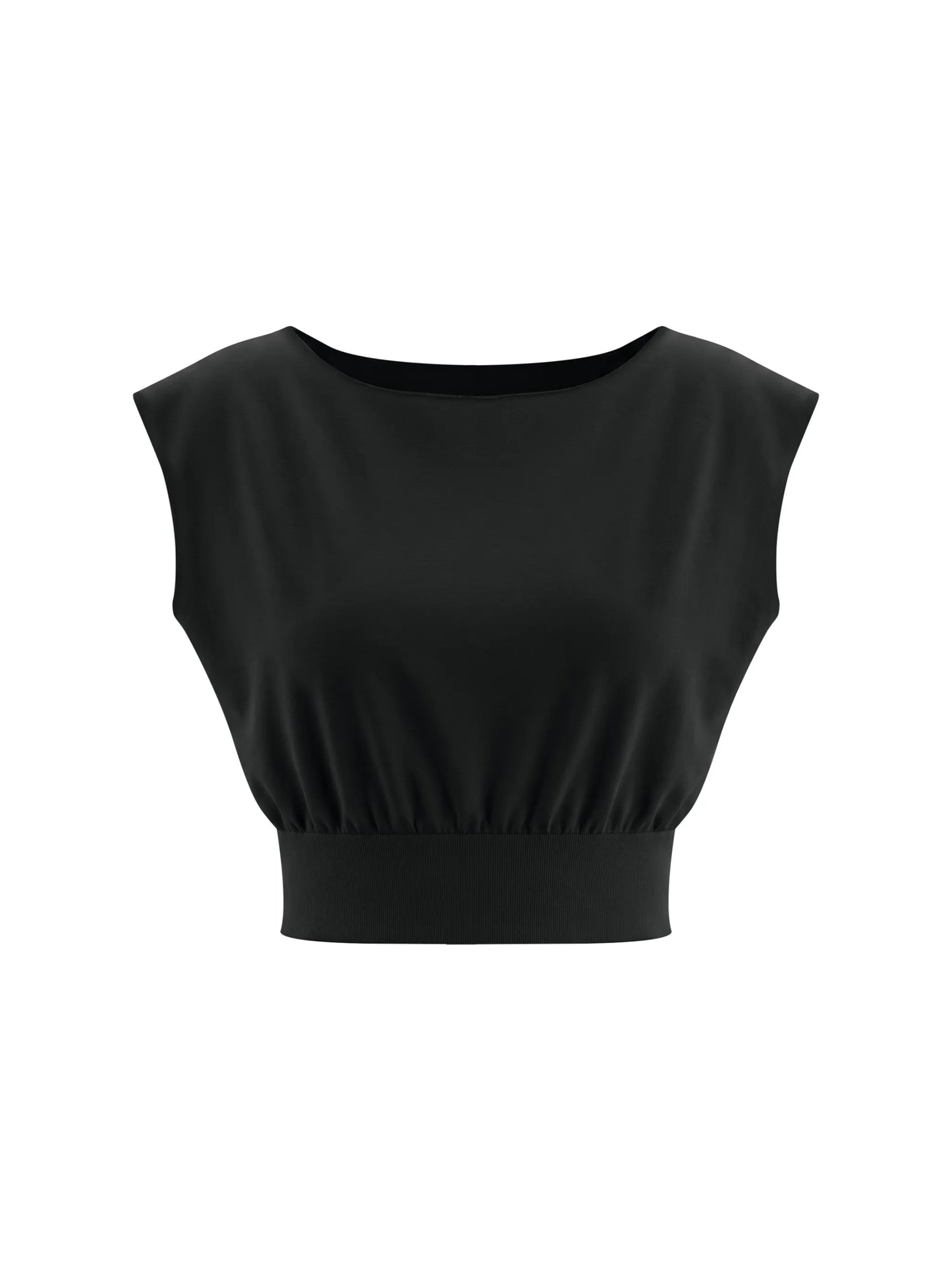 Boatneck Raw Edge Crop Shirt