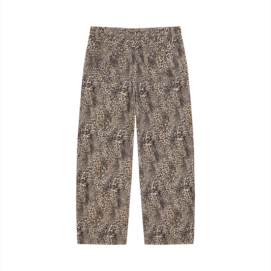 Vintage Wash Leopard Wide Leg Jeans