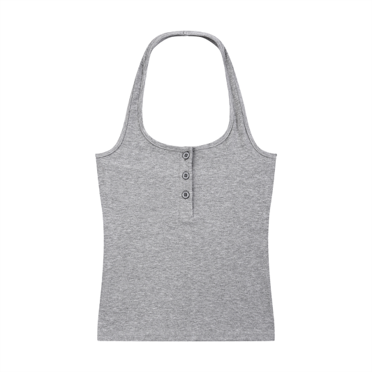 Ribbed Henley Tank Top