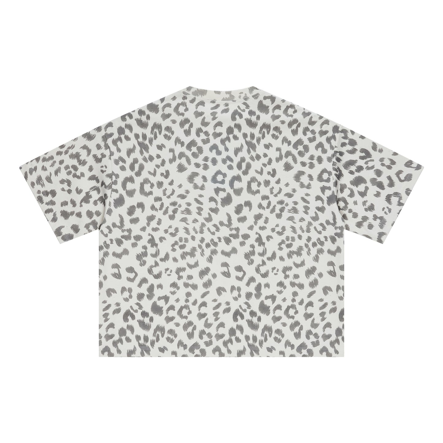 240GSM Men’s Boxy Leopard Print Heat-Transfer Loose T-shirt Gray apricot