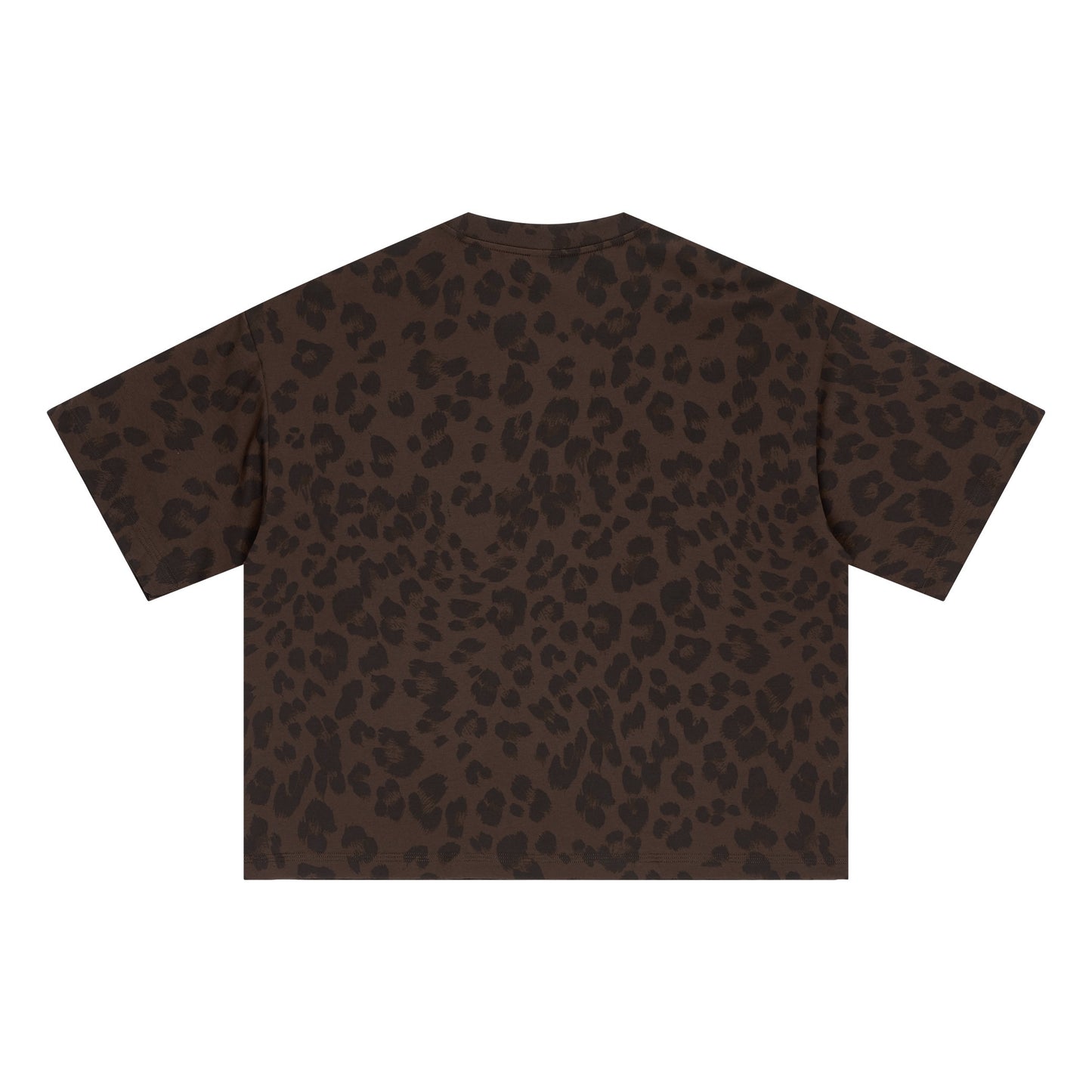 240GSM Men’s Boxy Leopard Print Heat-Transfer Loose T-shirt Coffee 