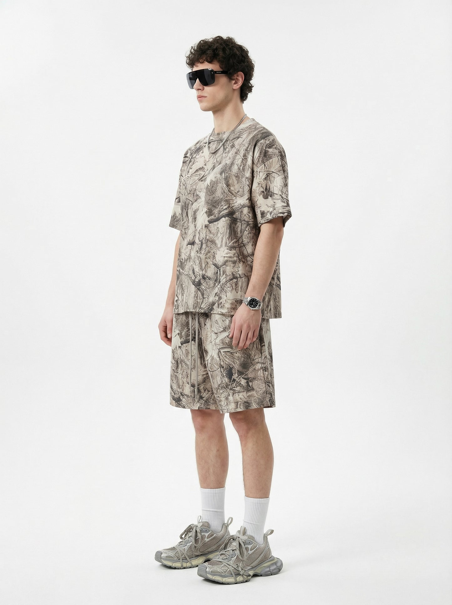 240GSM Men’s Loose-Fit Camouflage Short T-shirt Branch Camouflage