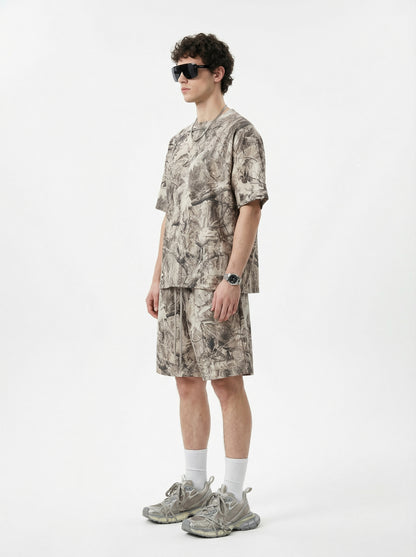240GSM Men’s Loose-Fit Camouflage Short T-shirt Branch Camouflage
