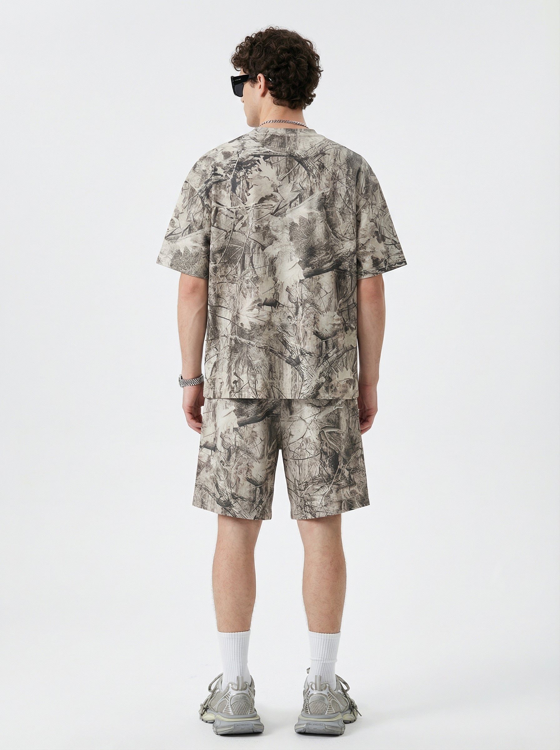 240GSM Men’s Loose-Fit Camouflage Short T-shirt Branch Camouflage