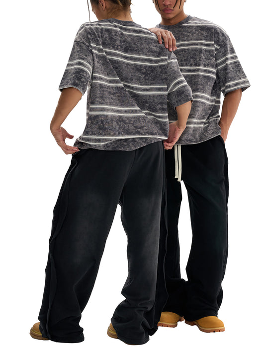 Snow Washed Striped Boxy T-Shirt