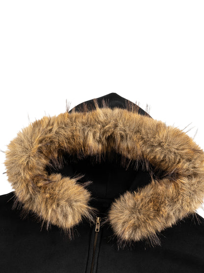 Sun Fade Boxy Detachable Fur Hoodie