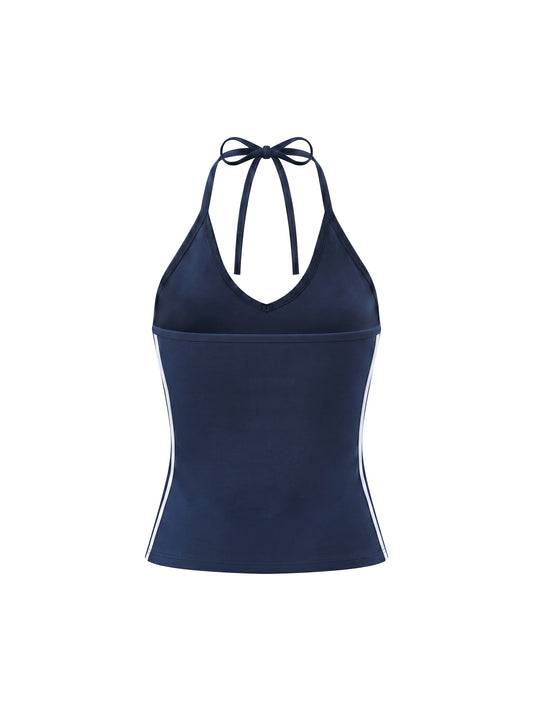 Color Block Halter Crop Tank Top