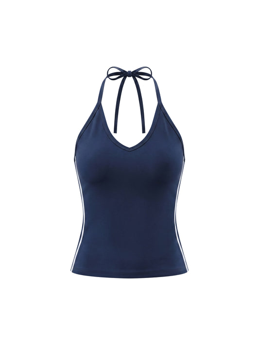 Color Block Halter Crop Tank Top