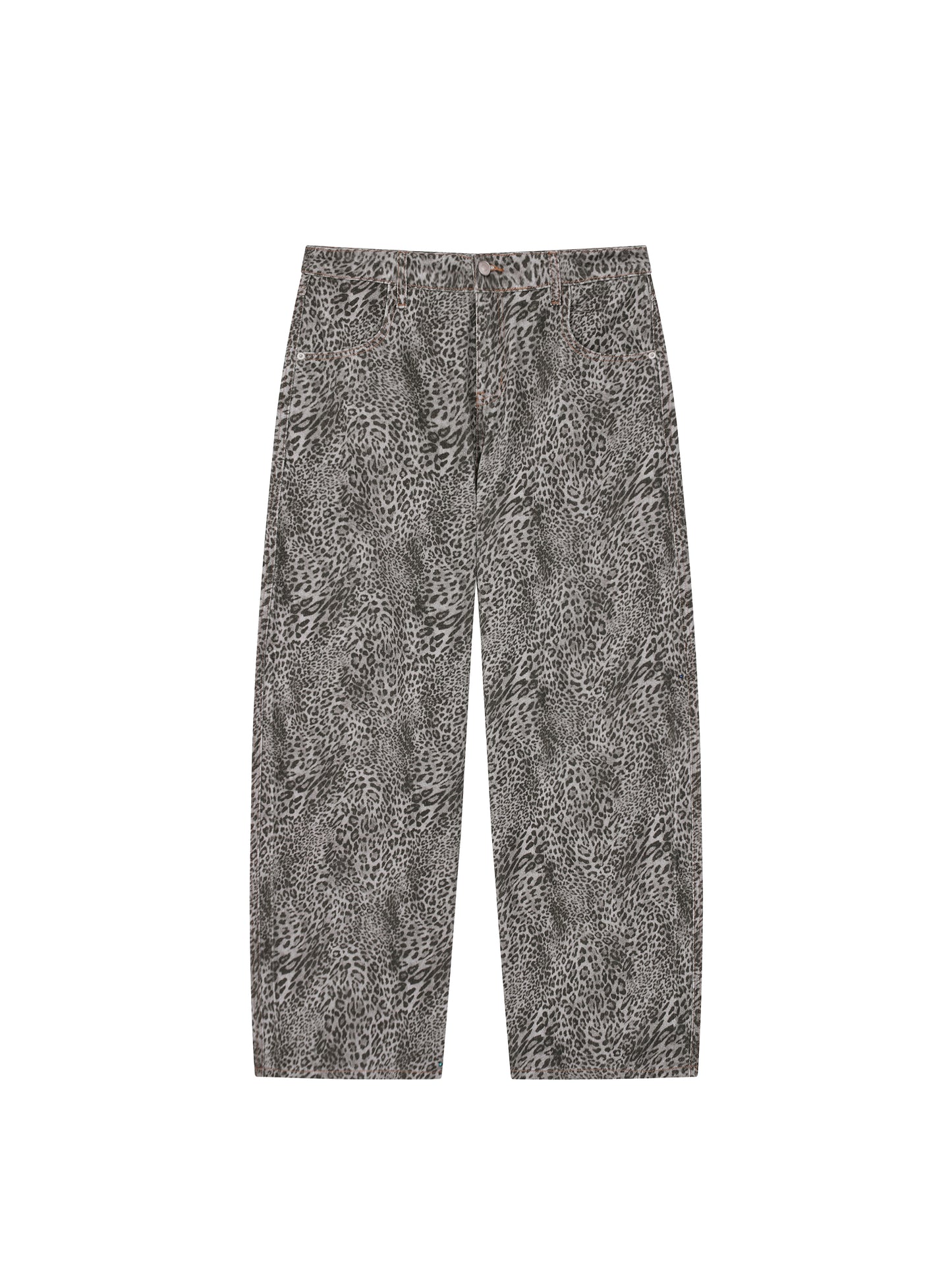 Vintage Wash Leopard Wide Leg Jeans