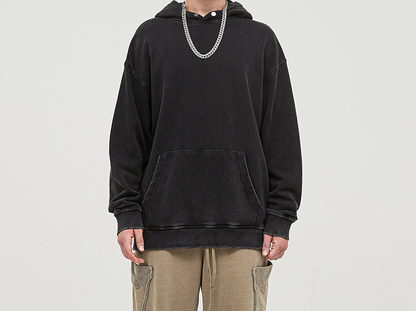 snow washed snap collar hoodie
