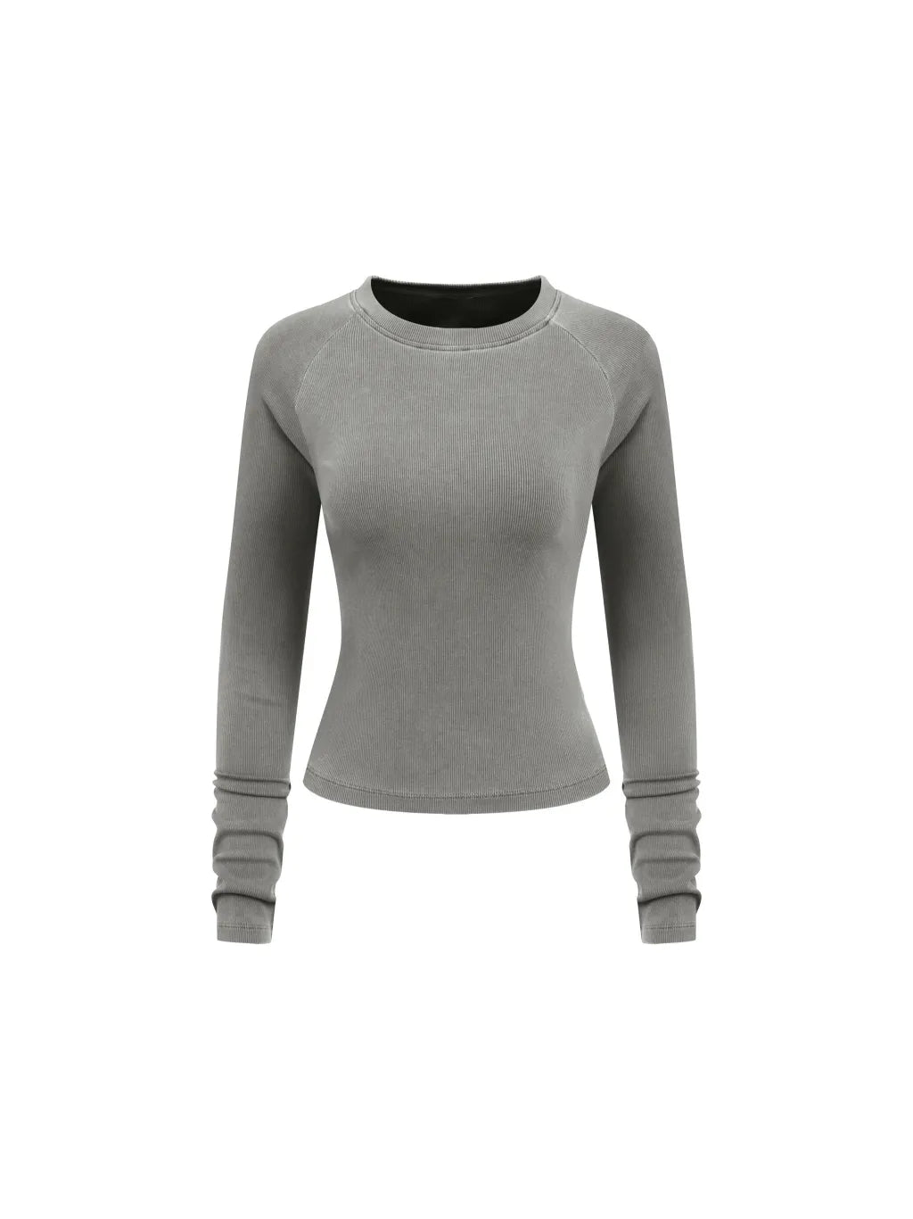 Dyed Washed Raglan Long Sleeve Slim T-Shirt