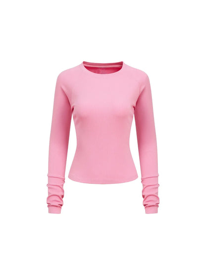 Dyed Washed Raglan Long Sleeve Slim T-Shirt