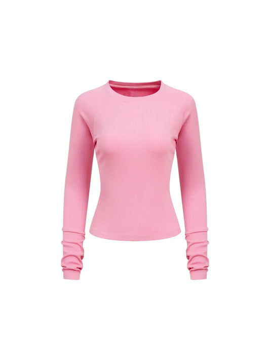 Dyed Washed Raglan Long Sleeve Slim T-Shirt