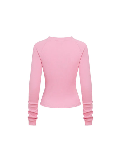 Dyed Washed Raglan Long Sleeve Slim T-Shirt