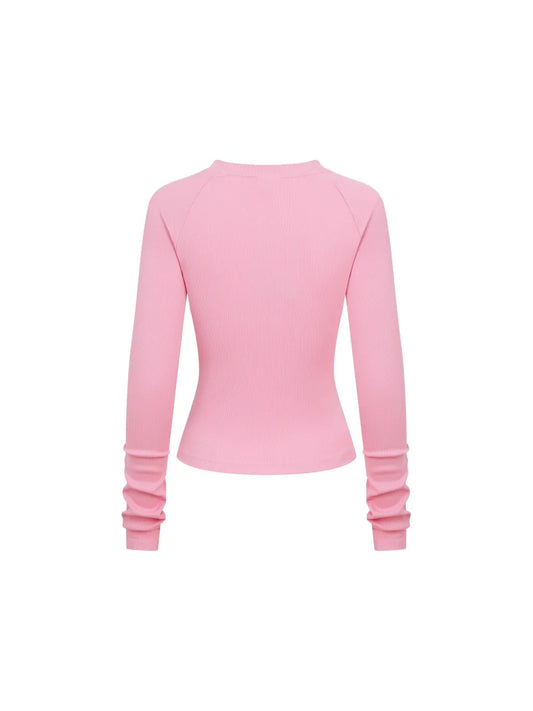 Dyed Washed Raglan Long Sleeve Slim T-Shirt