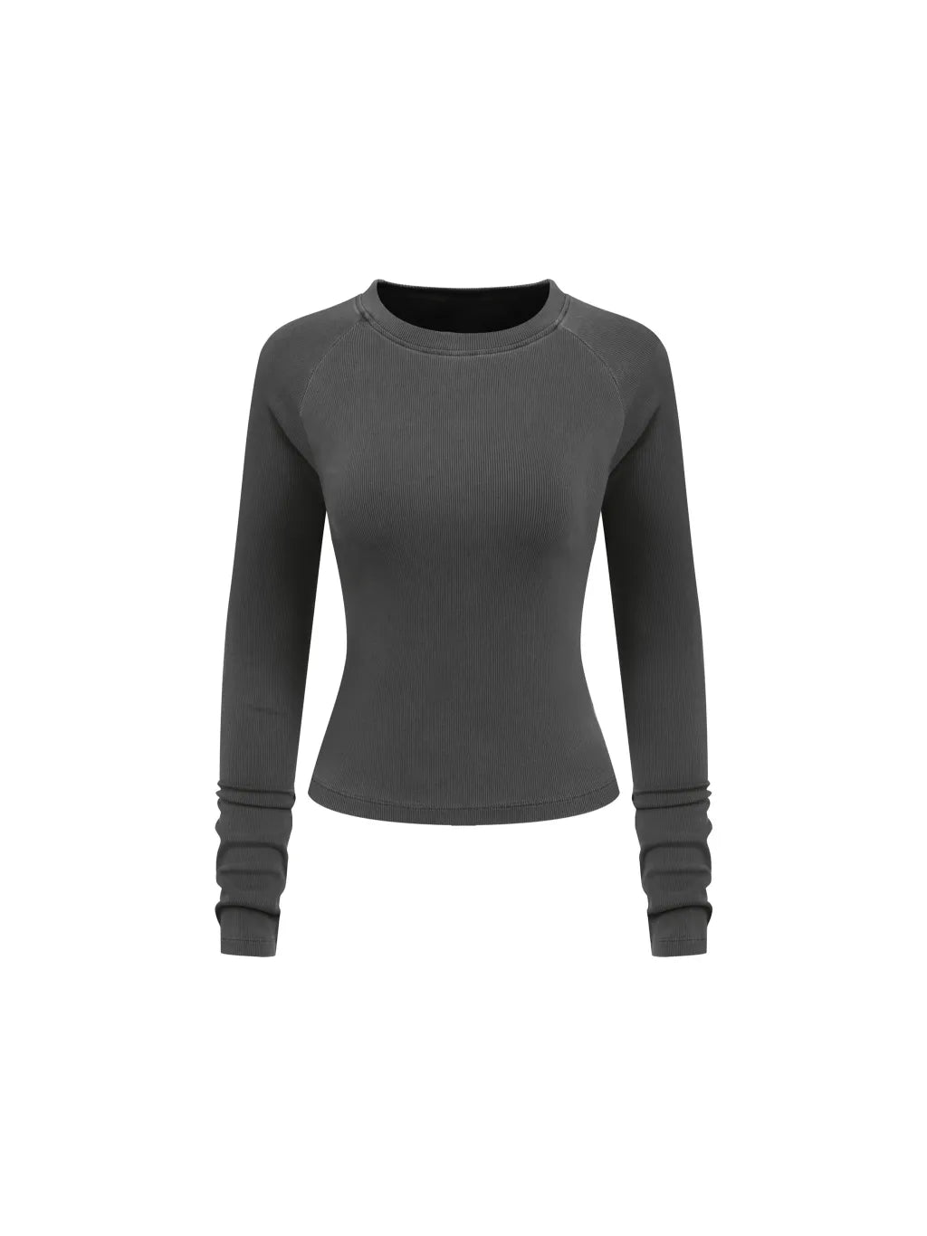 Dyed Washed Raglan Long Sleeve Slim T-Shirt