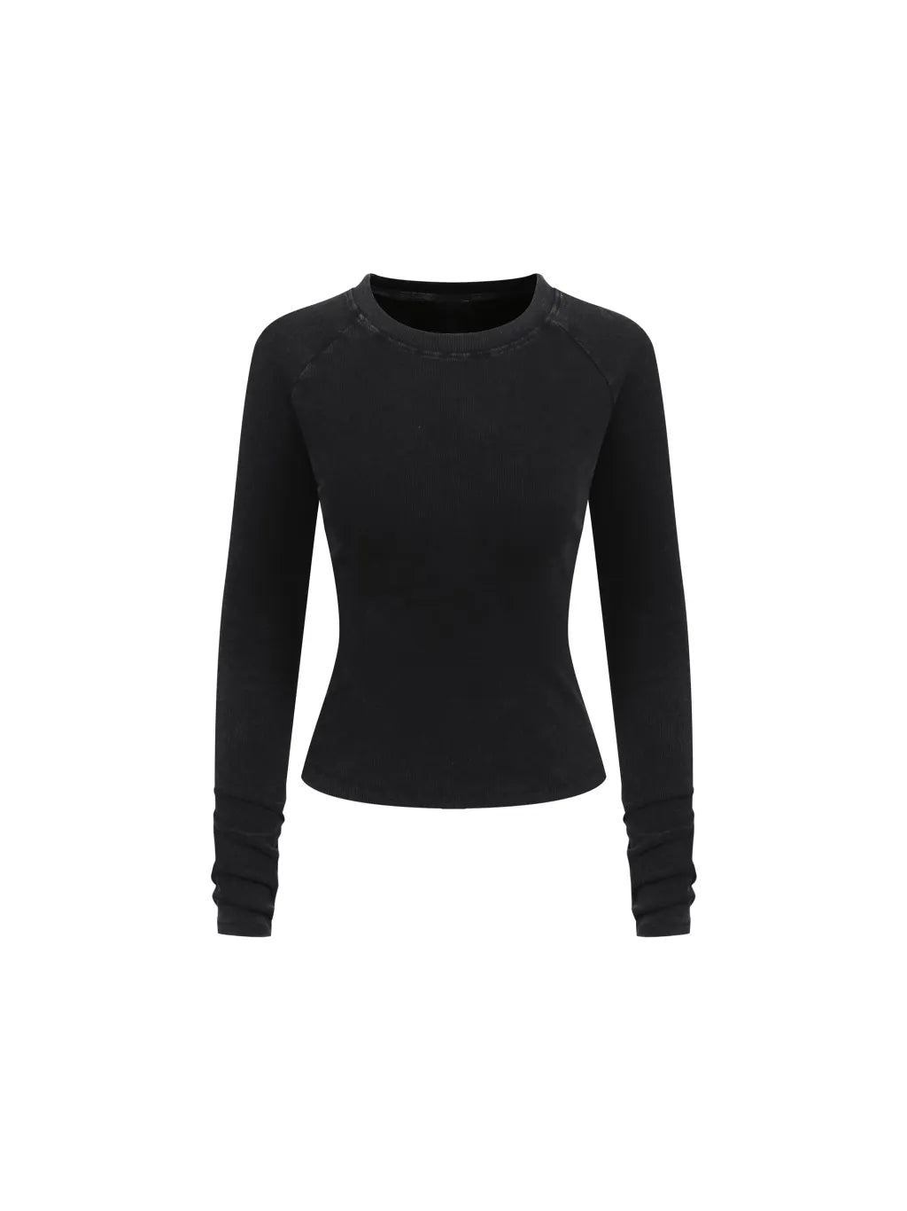 Dyed Washed Raglan Long Sleeve Slim T-Shirt