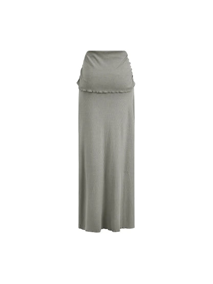 Dyed Washed Straight Hip-Hugging Slim Maxi Skirt